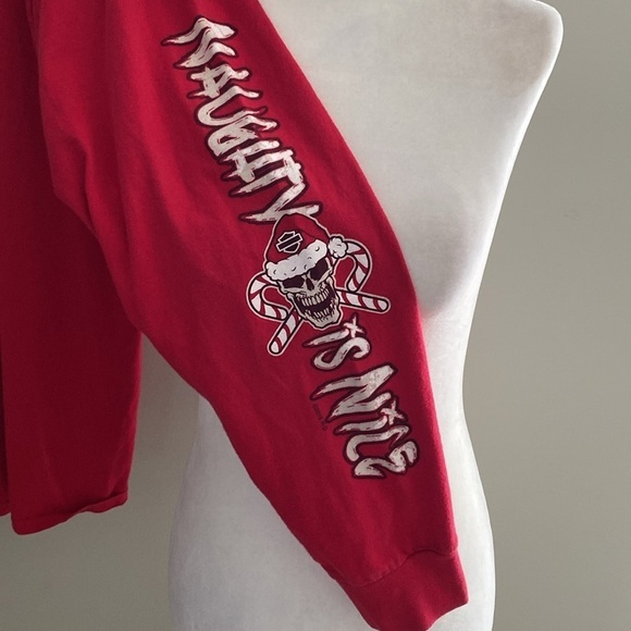 Harley Davidson red long sleeve Christmas tee - Picture 4 of 9